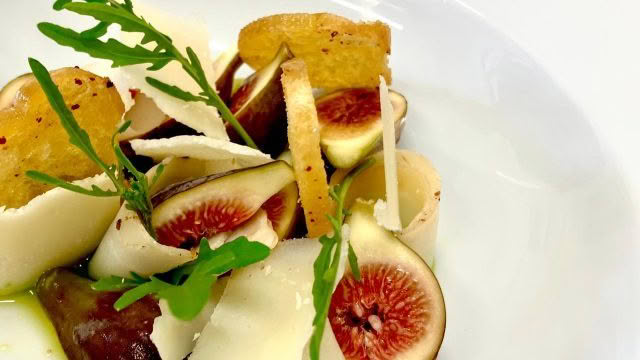 Camellia Restaurant – Figs from our estate _ pecorino _ fig leaves oil