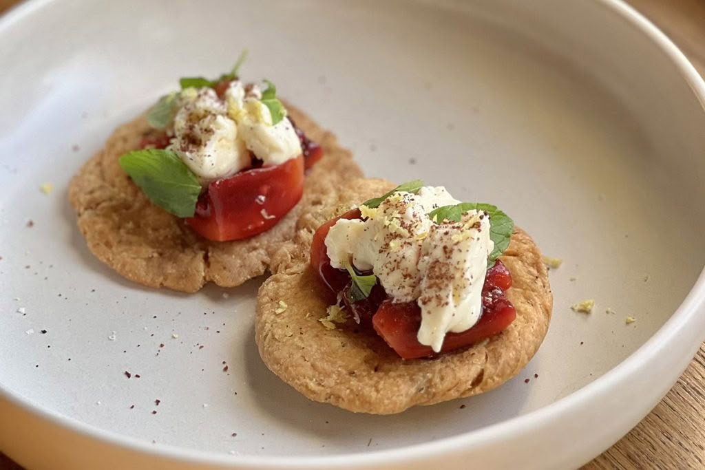 Cuisine-Good-Food-Guide-2024-Story-Cumin-cracker-pickled-tamarillo-stracciatella