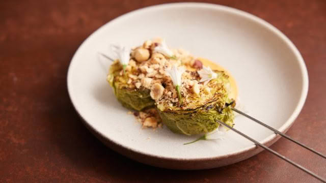 KOL-Grilled cabbage, smoked tomato, hazlenuts credit Josh Griggs