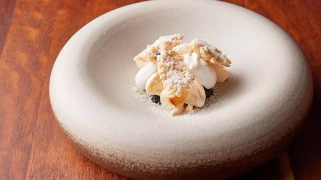 Cuisine Good Food Guide 2025 The French Cafe Coconut, lychee, licorice, pavlova, puffed rice credit Josh Griggs (Web)-117