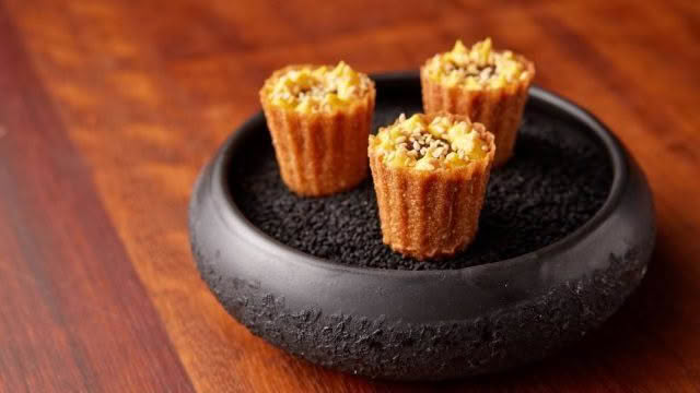 Cuisine Good Food Guide 2025 The French Café Hot smoked Aoraki salmon croustade, XO, rouille, sesame credit Josh Griggs (Web)-79