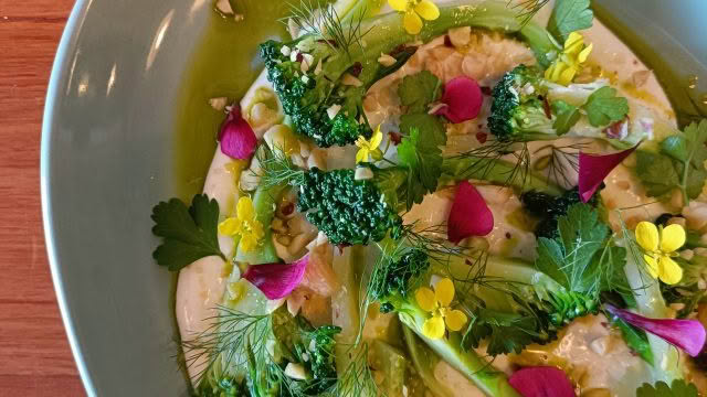 Cuisine Good Food Guide 2026 Graze Broccoli on garlic macadamia butter – Photo credit Stina Persen