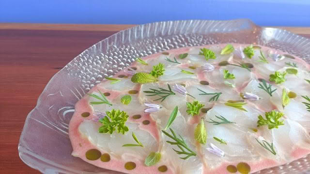 Cuisine Good Food Guide 2026 Graze Butterfish Crudo – Spear caught by Strait Speared – Photo credit Stina Persen