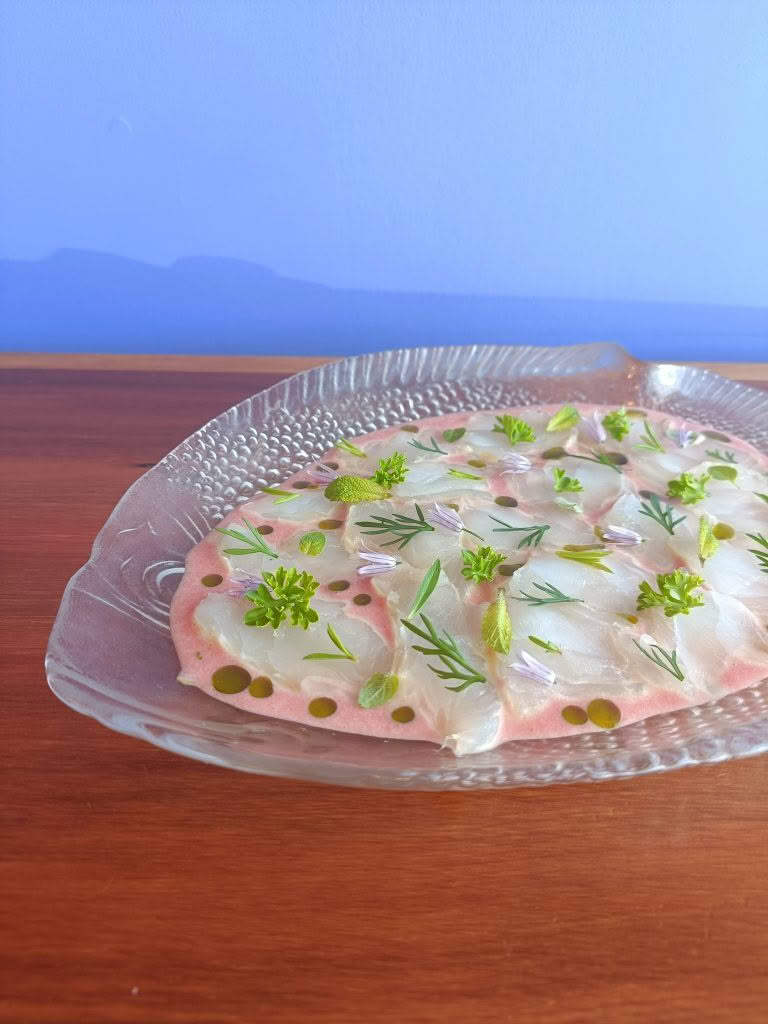 Cuisine Good Food Guide 2026 Graze Butterfish Crudo – Spear caught by Strait Speared – Photo credit Stina Persen
