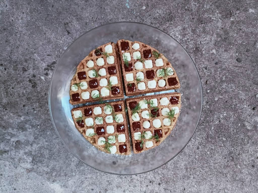 Cuisine Good Food Guide 2026 Graze Cornbread Waffles with whipped blue cheese ricotta and plum jam – Photo credit Stina Persen