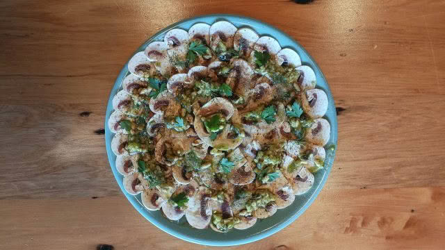 Cuisine Good Food Guide 2026 Graze Mushroom with kawakawa yoghurt topped with porchini powder, pine nuts and a black garlic vinaigrette – Photo credit Stina Persen