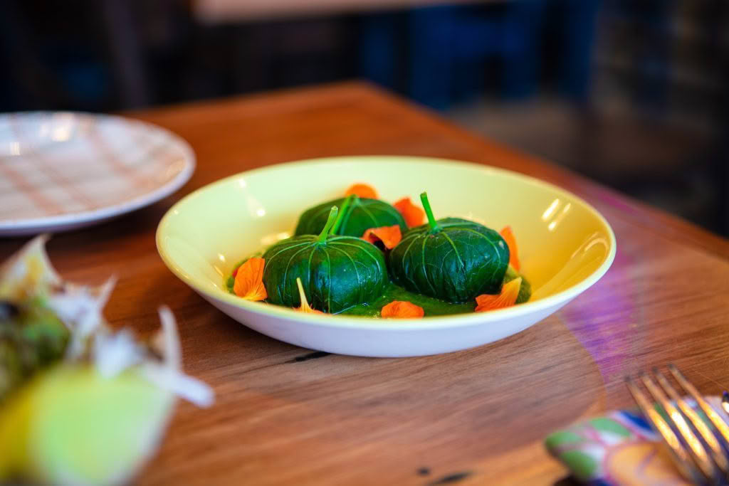 Cuisine Good Food Guide 2026 Graze Paua Tamales with nasturium – Photo credit Celeste Fontein