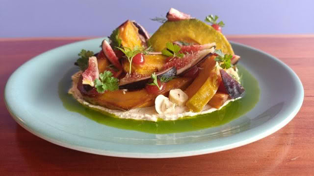 Cuisine Good Food Guide 2026 Graze Roasted pumpin with hazelnut butter and quine – Photo credit Stina Persen