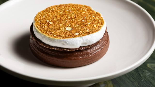 Cuisine Good Food Guide 2026 Inati to Share NECTAR_ Feijoa, dark chocolate & meringue credit Jerome Warburton