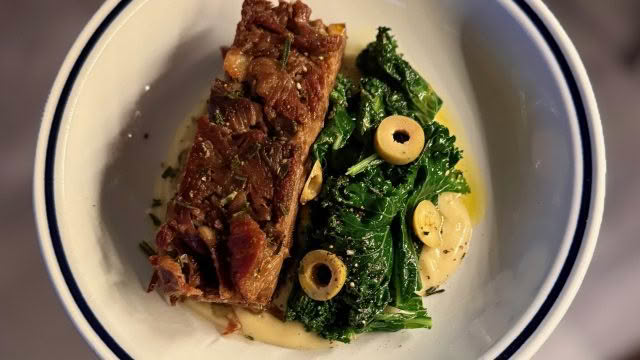 Cuisine Good Food Guide 2026 Margot Pressed lamb belly, Jerusalem artichoke, kale, manzanilla olive
