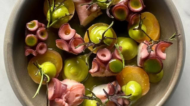 Cuisine Good Food Guide 2026 Sherwood_Bi-catchOctopus,YamSalad,ParsleyMayo,MustardLeafInSherwood_DerekHenderson_